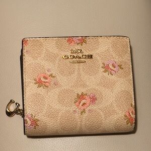 Coach Beige Wallet with Pink Floral Design